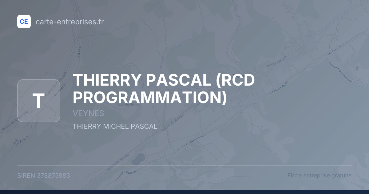 THIERRY PASCAL (RCD PROGRAMMATION) — 378875983 — fiche entreprise
