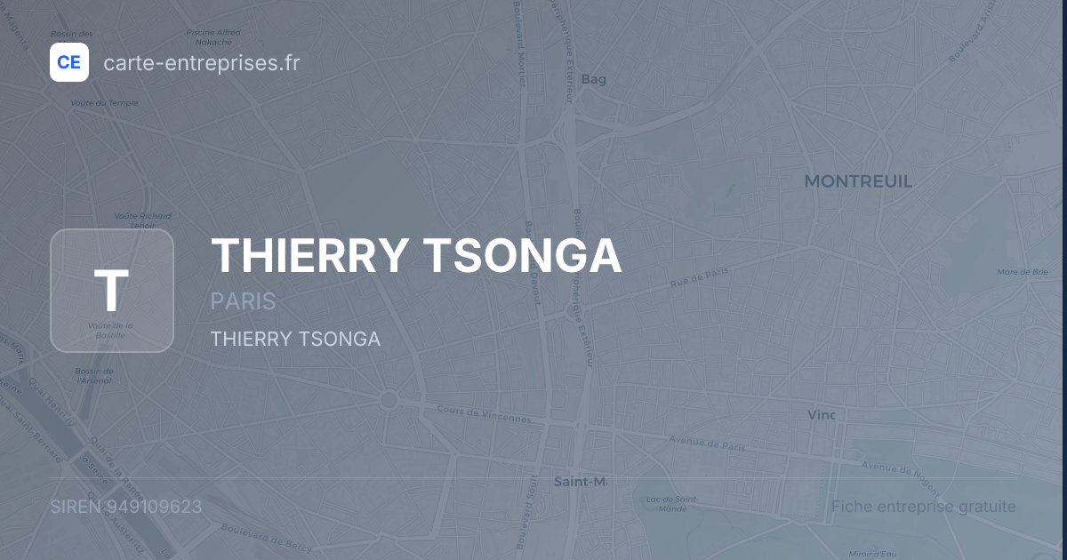 THIERRY TSONGA — 949109623 — fiche entreprise