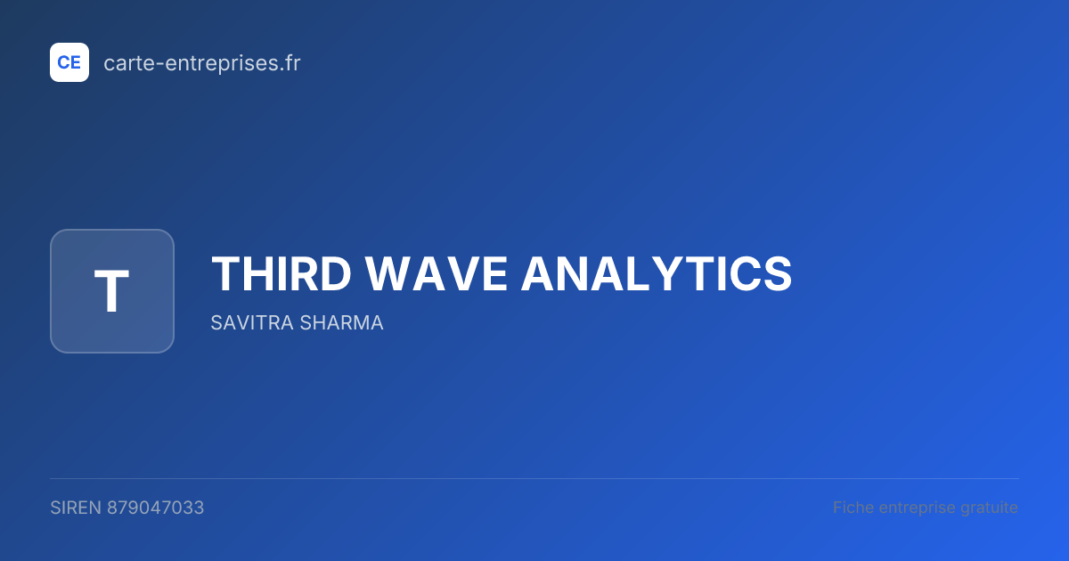 THIRD WAVE ANALYTICS — 879047033 — fiche entreprise
