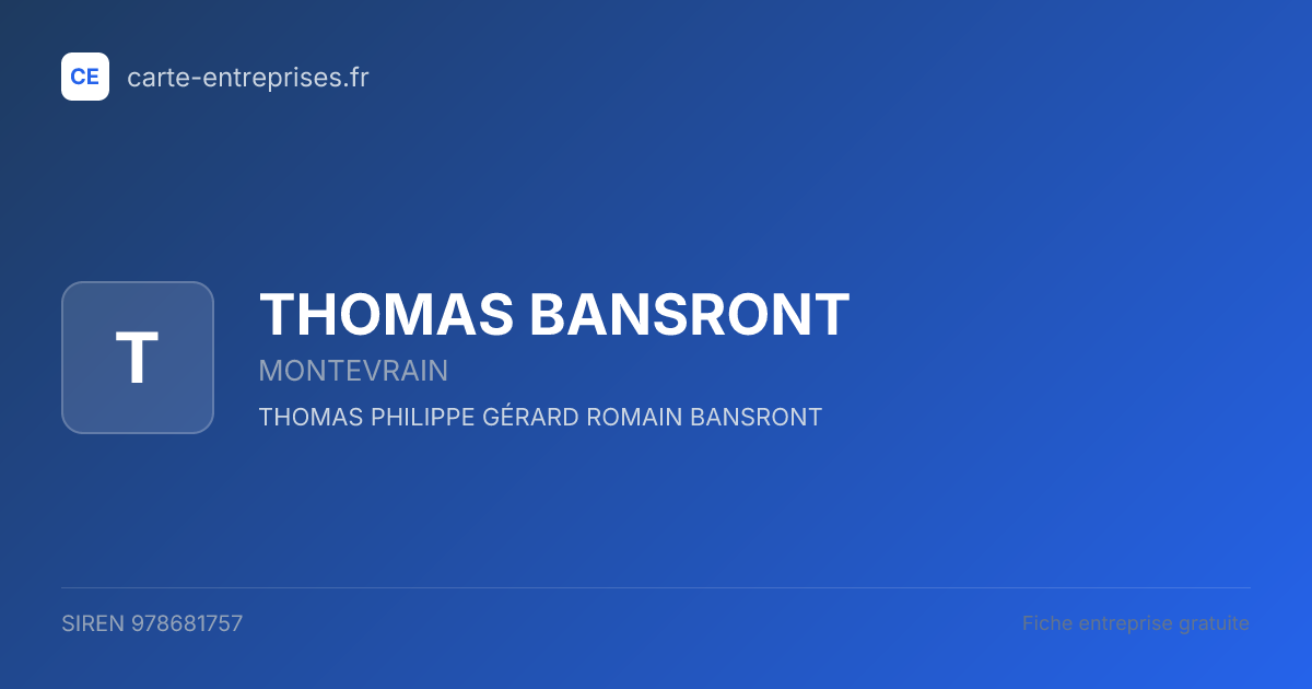 THOMAS BANSRONT — 978681757 — fiche entreprise