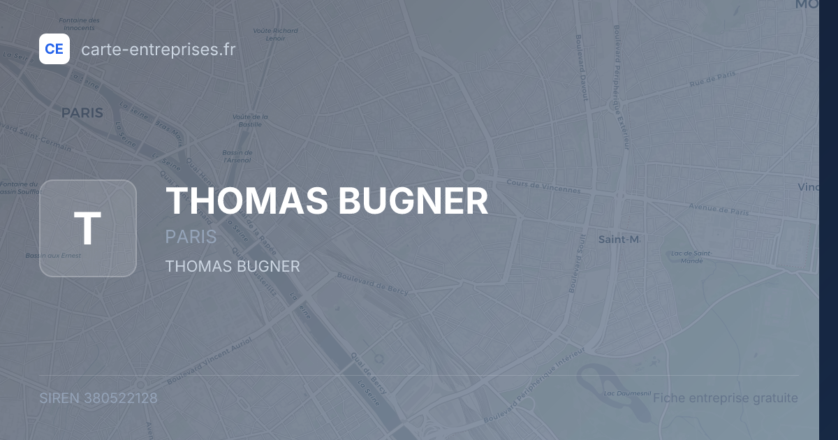 THOMAS BUGNER — 380522128 — fiche entreprise
