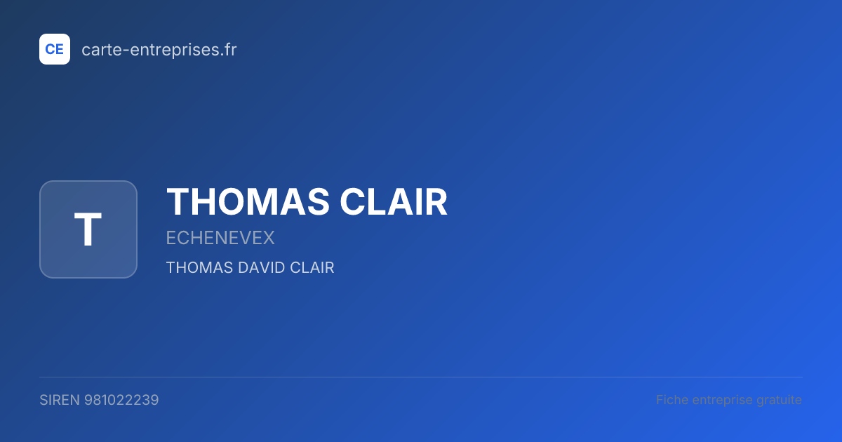THOMAS CLAIR — 981022239 — fiche entreprise