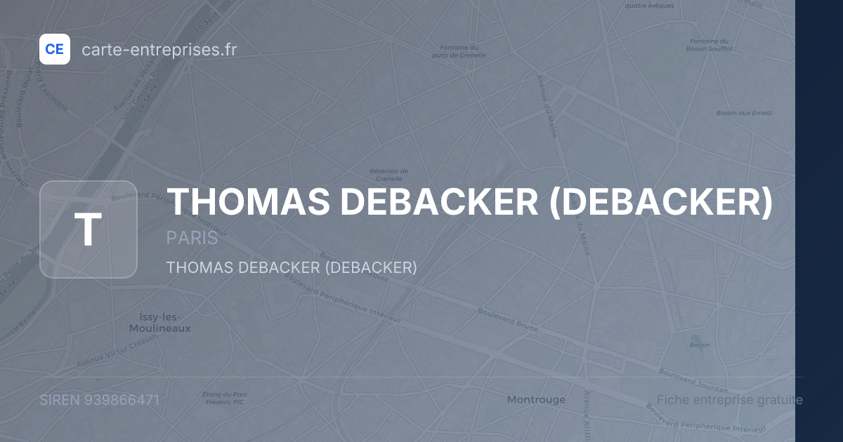 THOMAS DEBACKER (DEBACKER) — 939866471 — fiche entreprise