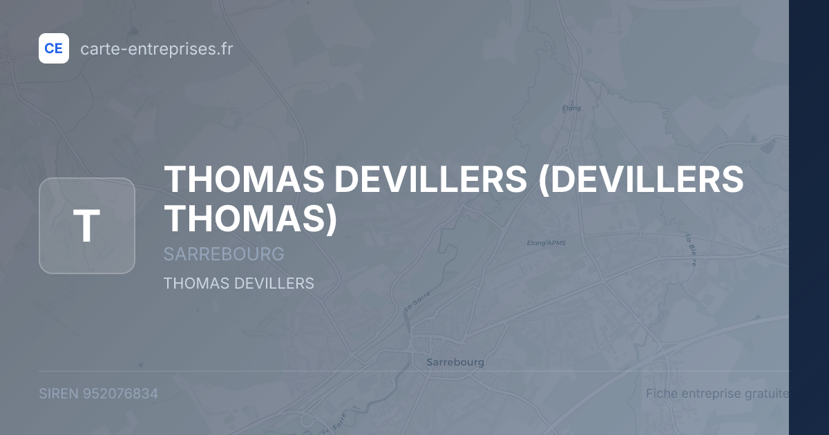 THOMAS DEVILLERS (DEVILLERS THOMAS) — 952076834 — fiche entreprise