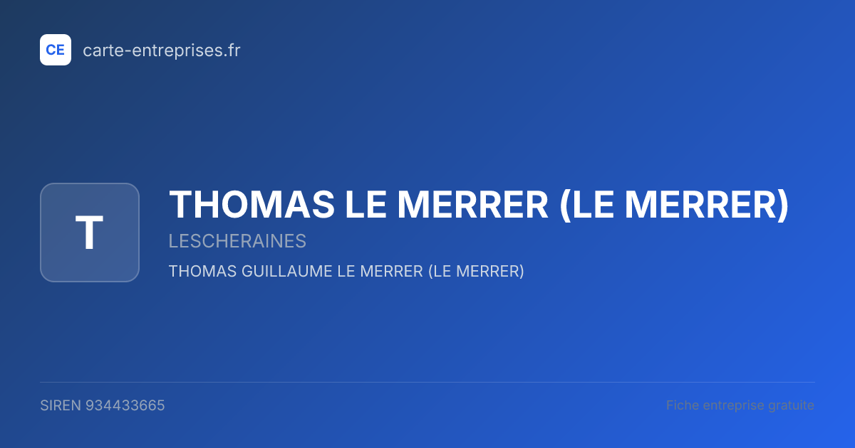 THOMAS LE MERRER (LE MERRER) — 934433665 — fiche entreprise
