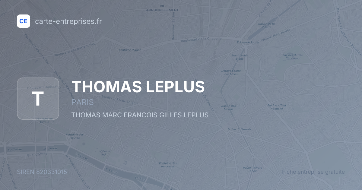 THOMAS LEPLUS — 820331015 — fiche entreprise