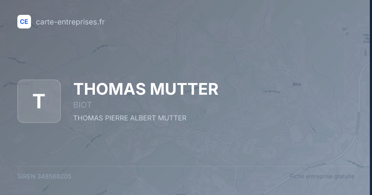 THOMAS MUTTER — 348568205 — fiche entreprise