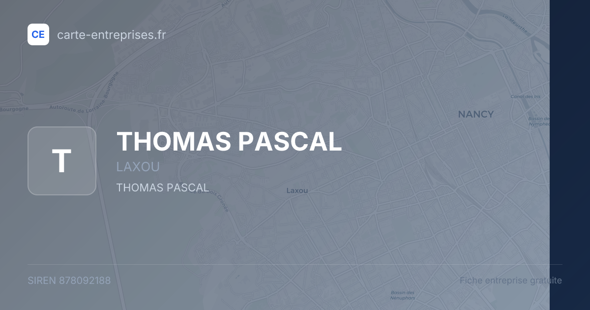 THOMAS PASCAL — 878092188 — fiche entreprise