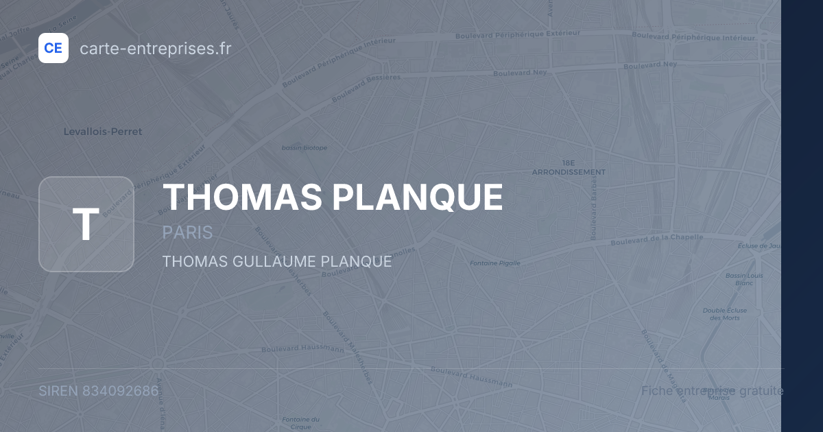 THOMAS PLANQUE — 834092686 — fiche entreprise