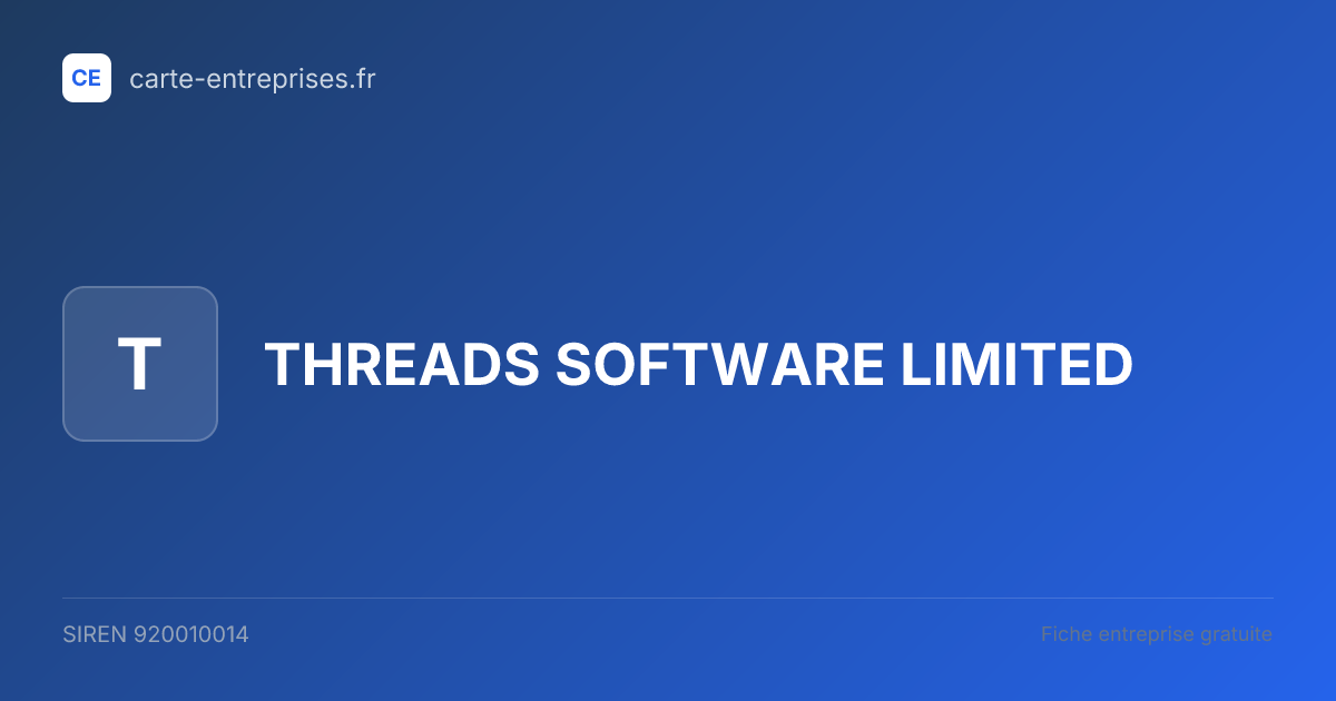 THREADS SOFTWARE LIMITED — 920010014 — fiche entreprise