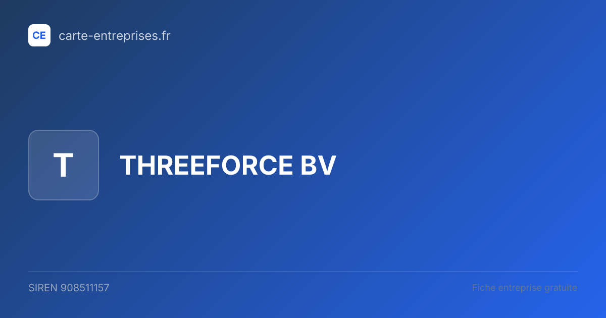 THREEFORCE BV — 908511157 — fiche entreprise