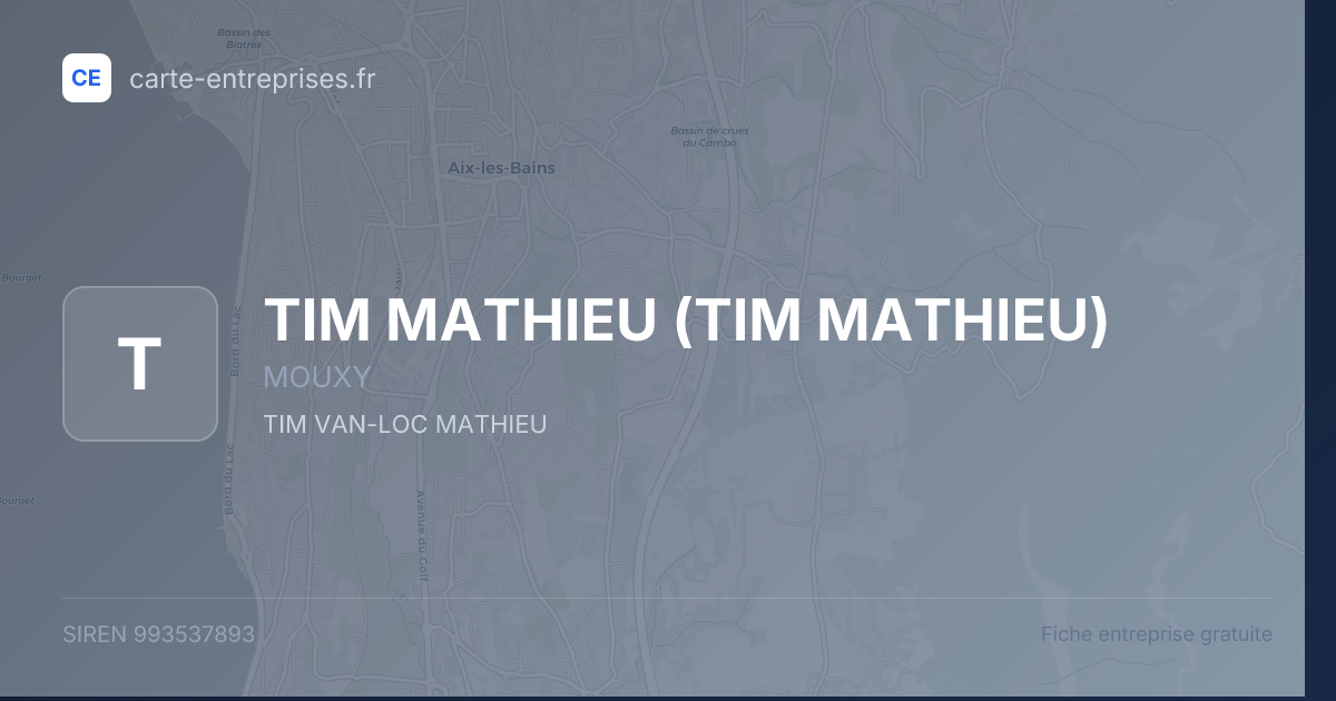 TIM MATHIEU — 993537893 — fiche entreprise