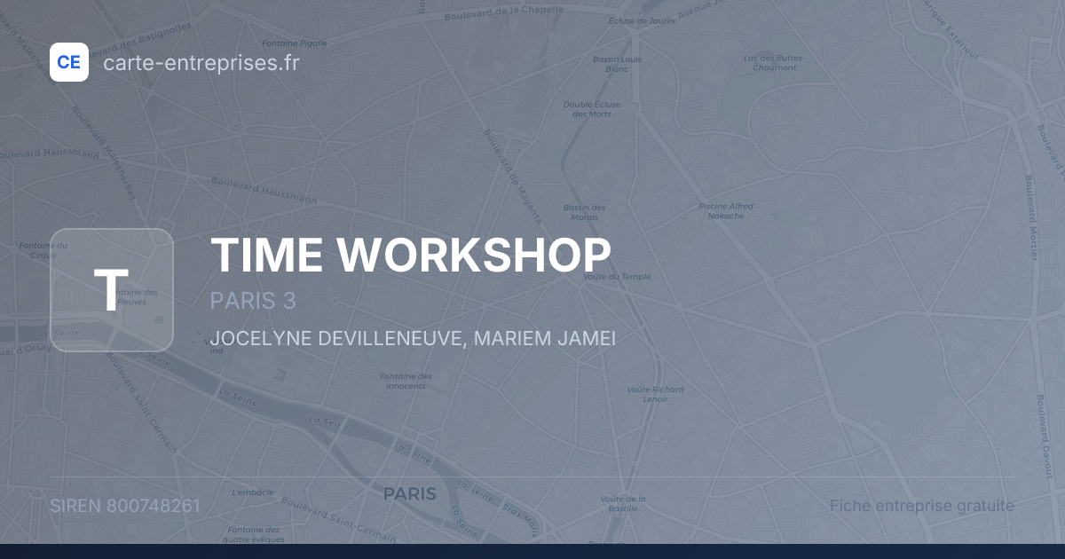 TIME WORKSHOP — 800748261 — fiche entreprise