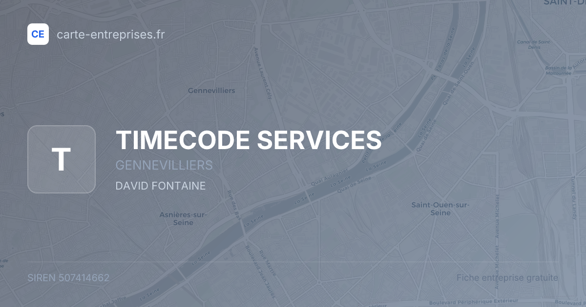 TIMECODE SERVICES — 507414662 — fiche entreprise