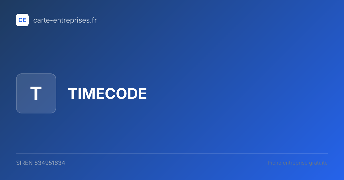 TIMECODE — 834951634 — fiche entreprise