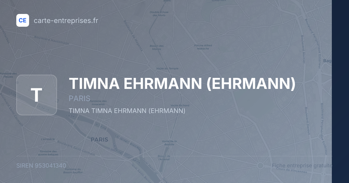 TIMNA EHRMANN (EHRMANN) — 953041340 — fiche entreprise