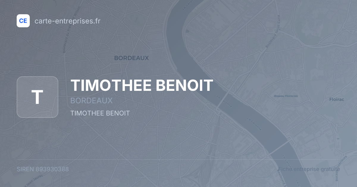TIMOTHEE BENOIT — 893930388 — fiche entreprise