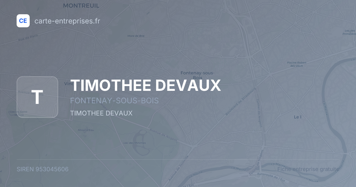 TIMOTHEE DEVAUX — 953045606 — fiche entreprise