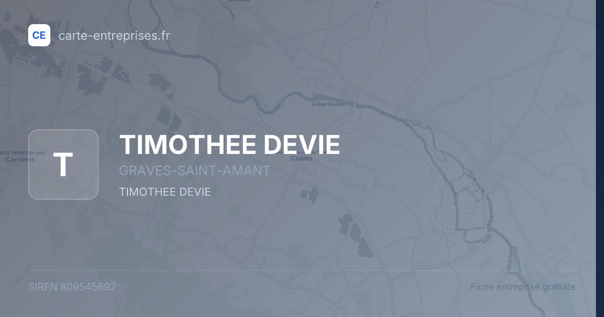 TIMOTHEE DEVIE — 809545692 — fiche entreprise