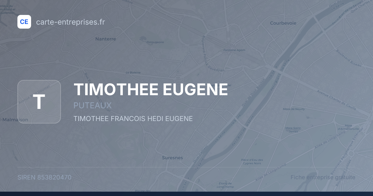 TIMOTHEE EUGENE — 853820470 — fiche entreprise