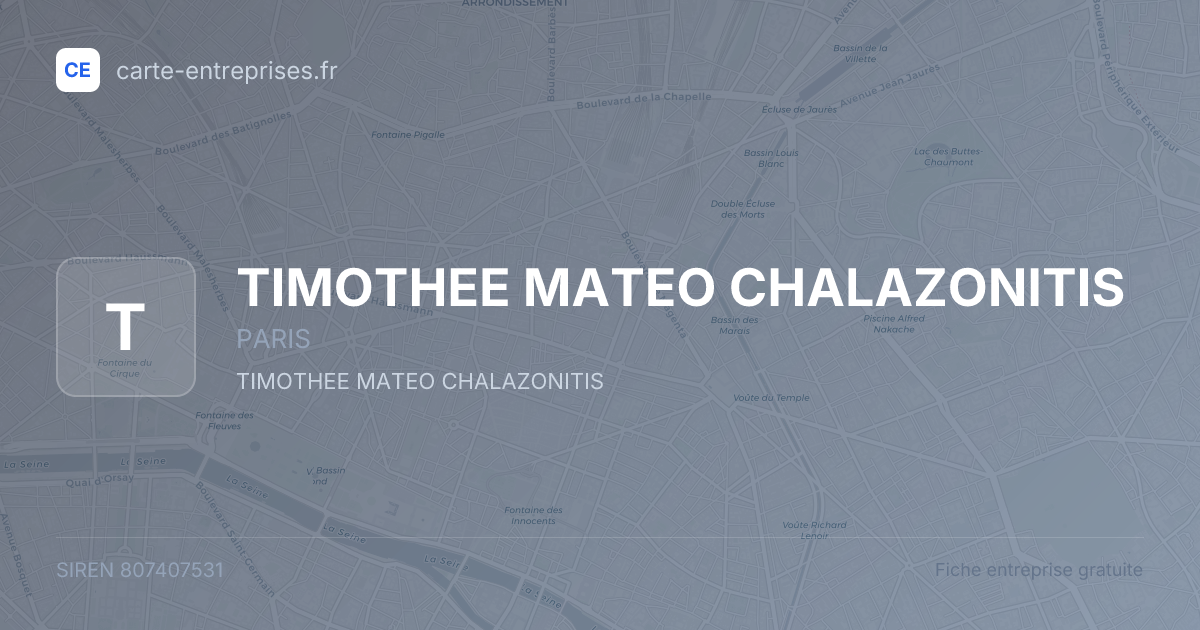 TIMOTHEE MATEO CHALAZONITIS — 807407531 — fiche entreprise