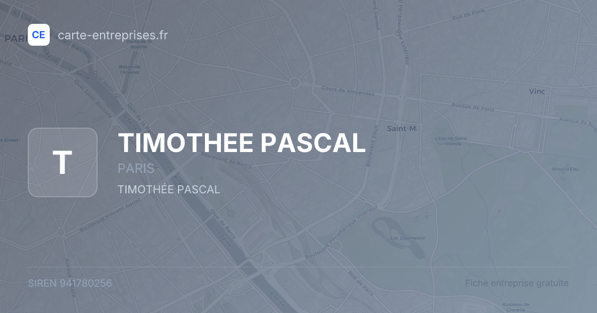 TIMOTHEE PASCAL — 941780256 — fiche entreprise