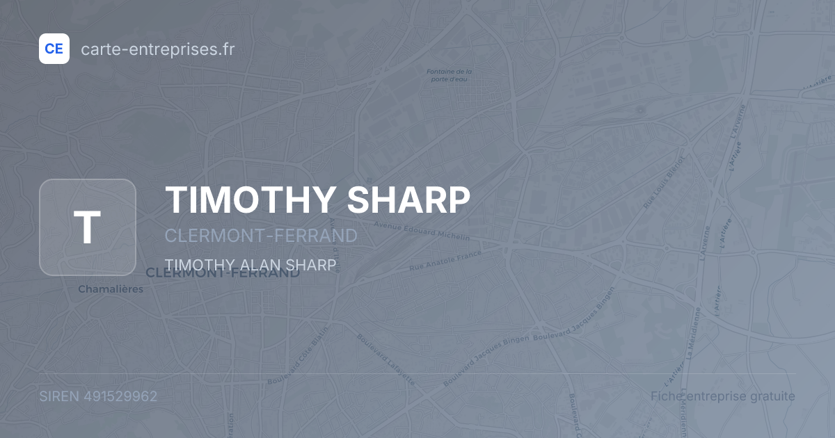 TIMOTHY SHARP — 491529962 — fiche entreprise