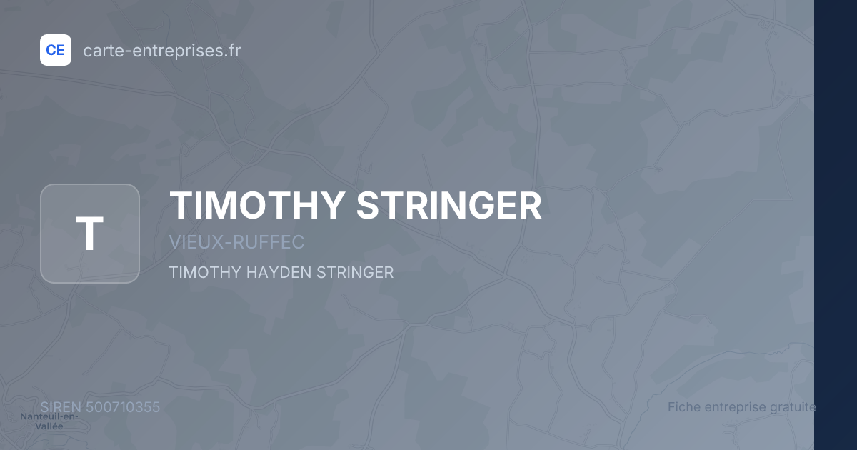 TIMOTHY STRINGER — 500710355 — fiche entreprise
