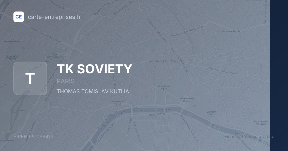 TK SOVIETY — 951095413 — fiche entreprise