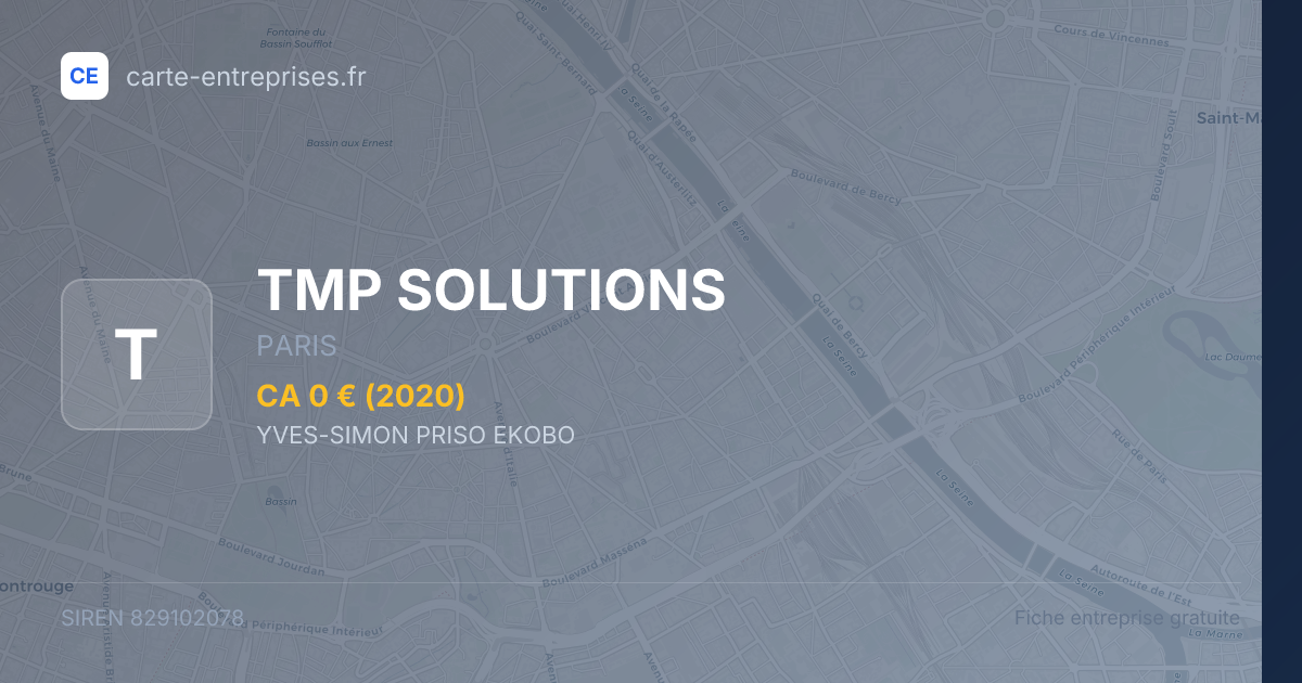 TMP SOLUTIONS — 829102078 — fiche entreprise