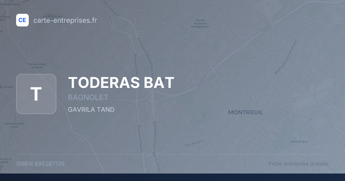 TODERAS BAT — 895287126 — fiche entreprise