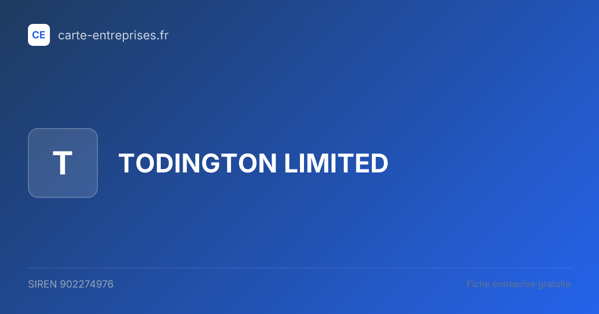 TODINGTON LIMITED — 902274976 — fiche entreprise