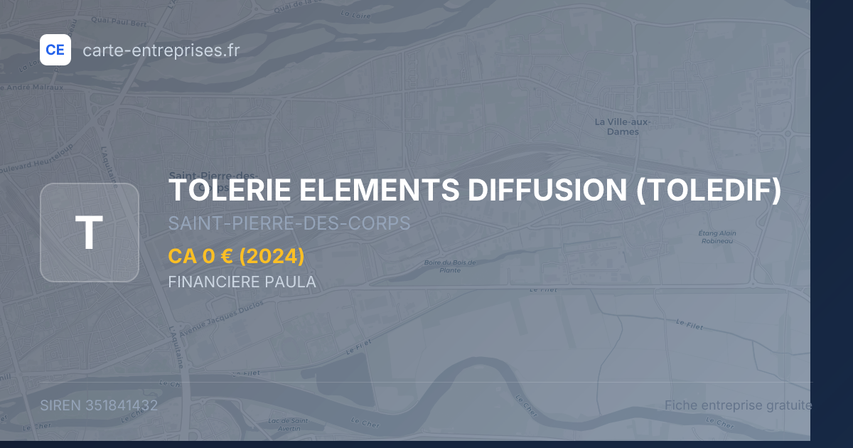 TOLERIE ELEMENTS DIFFUSION (TOLEDIF) — 351841432 — fiche entreprise