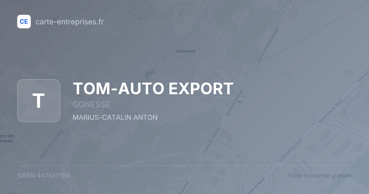 TOM-AUTO EXPORT — 447657768 — fiche entreprise