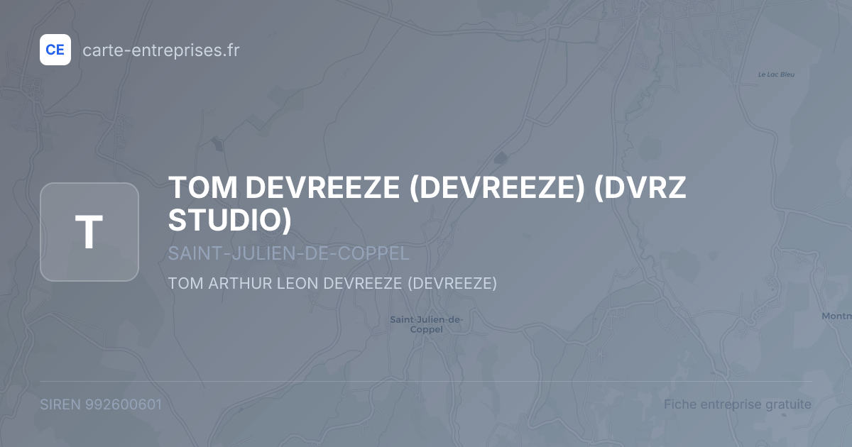 TOM DEVREEZE (DEVREEZE) (DVRZ STUDIO) — 992600601 — fiche entreprise