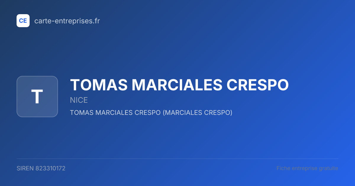 TOMAS MARCIALES CRESPO — 823310172 — fiche entreprise