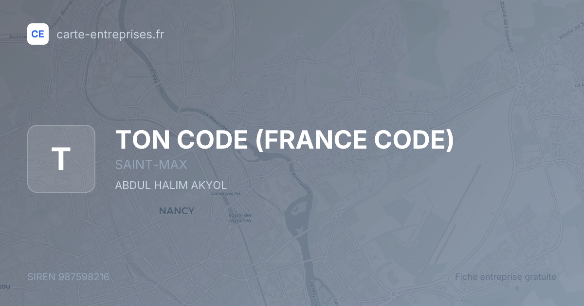 TON CODE (FRANCE CODE) — 987598216 — fiche entreprise