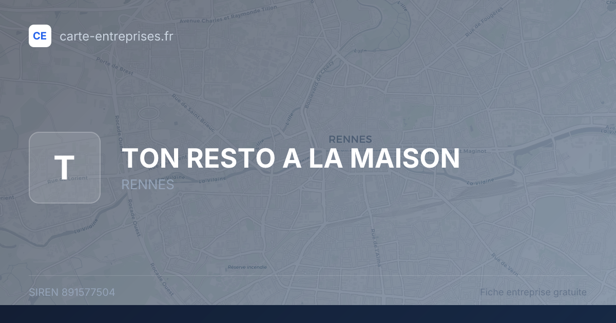 TON RESTO A LA MAISON — 891577504 — fiche entreprise