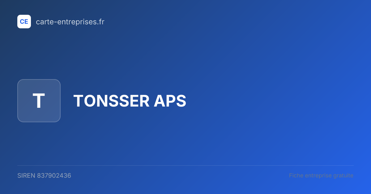 TONSSER APS — 837902436 — fiche entreprise