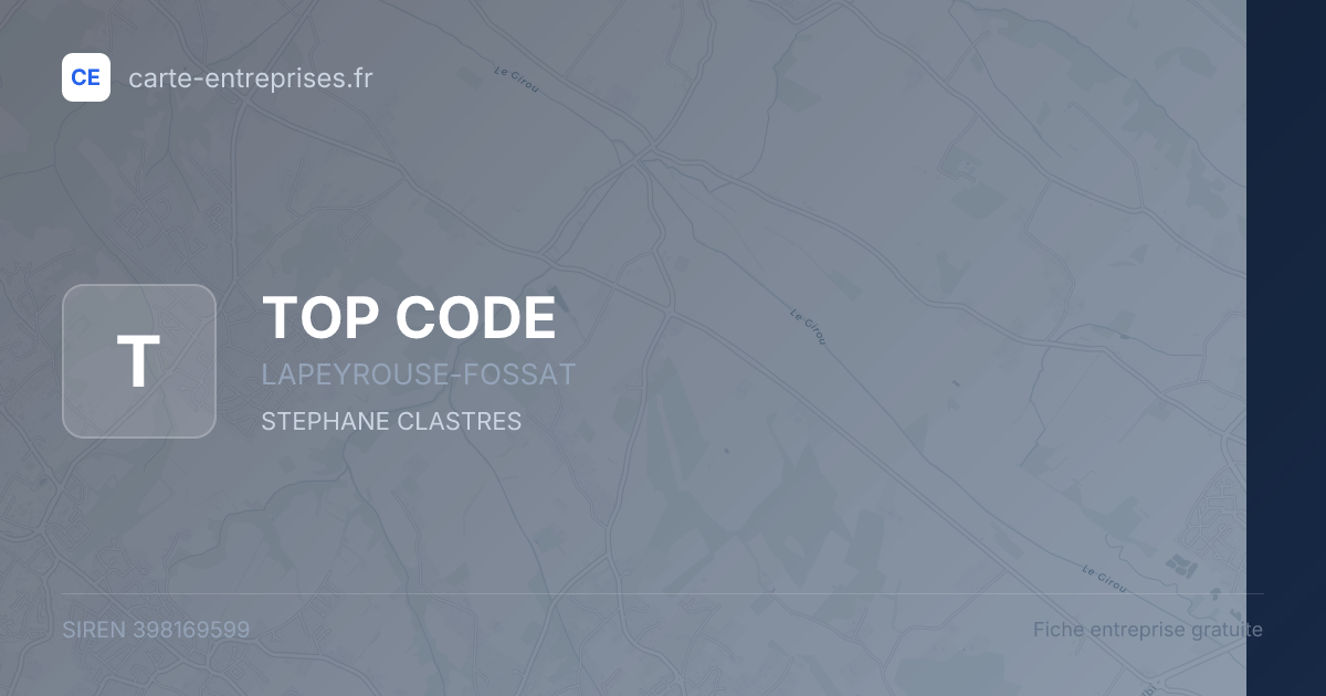 TOP CODE — 398169599 — fiche entreprise