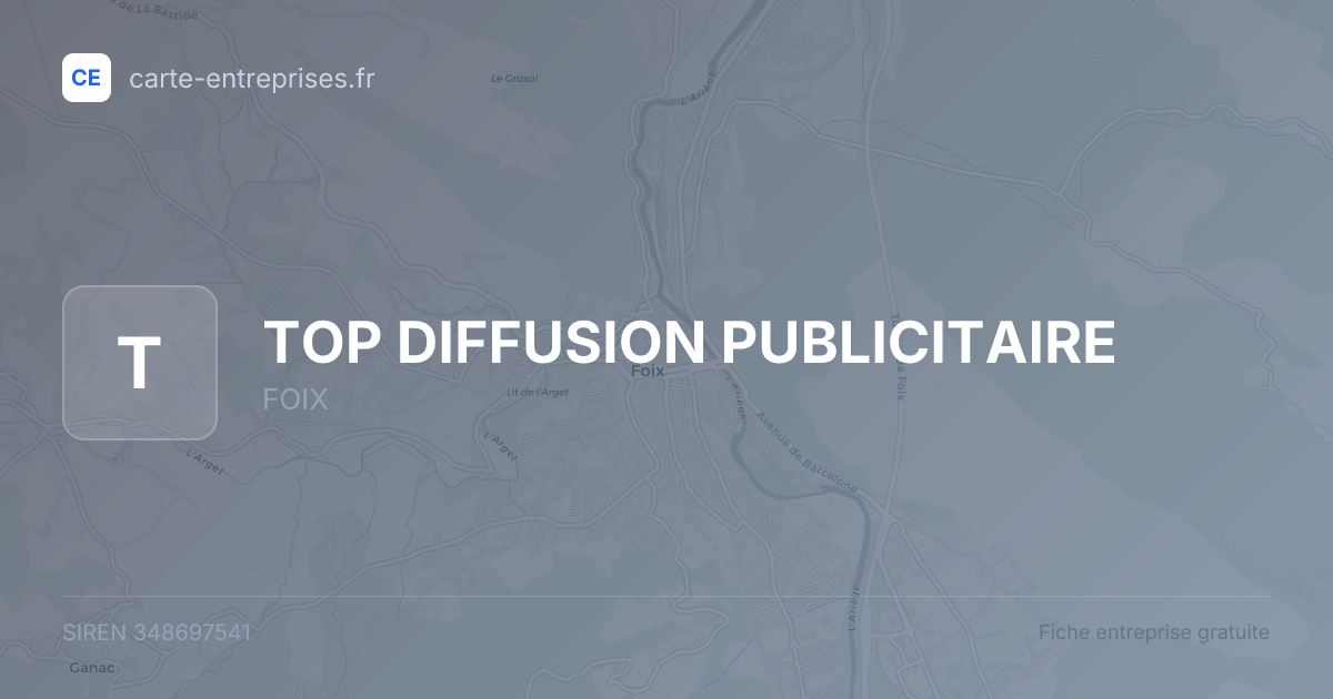TOP DIFFUSION PUBLICITAIRE — 348697541 — fiche entreprise