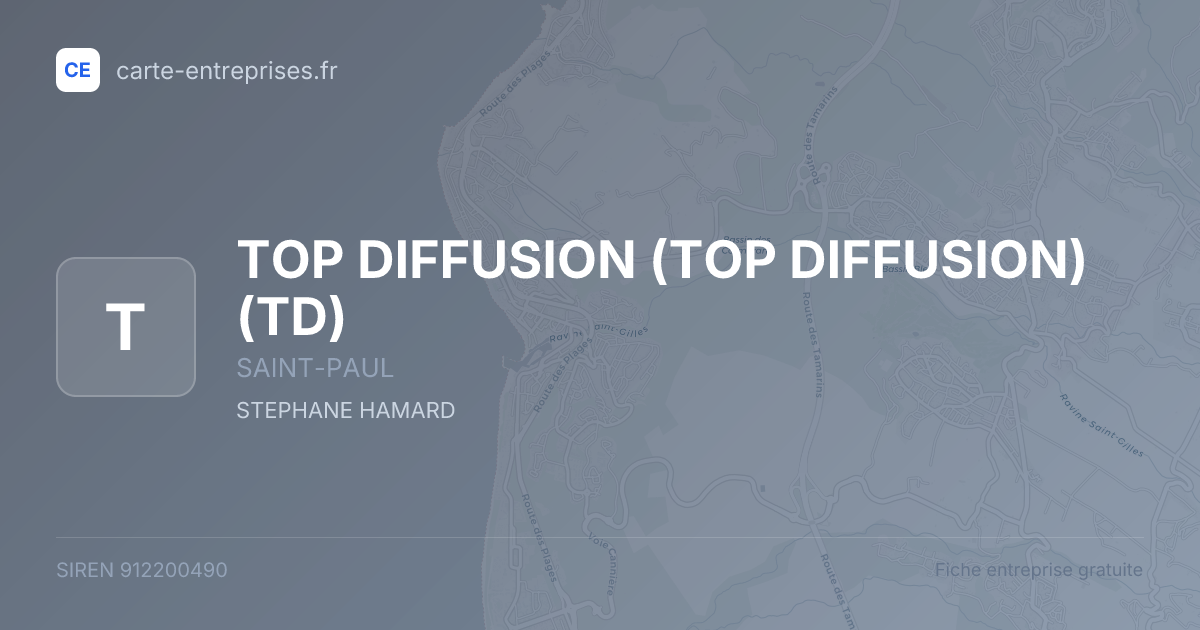 TOP DIFFUSION (TOP DIFFUSION) (TD) — 912200490 — fiche entreprise