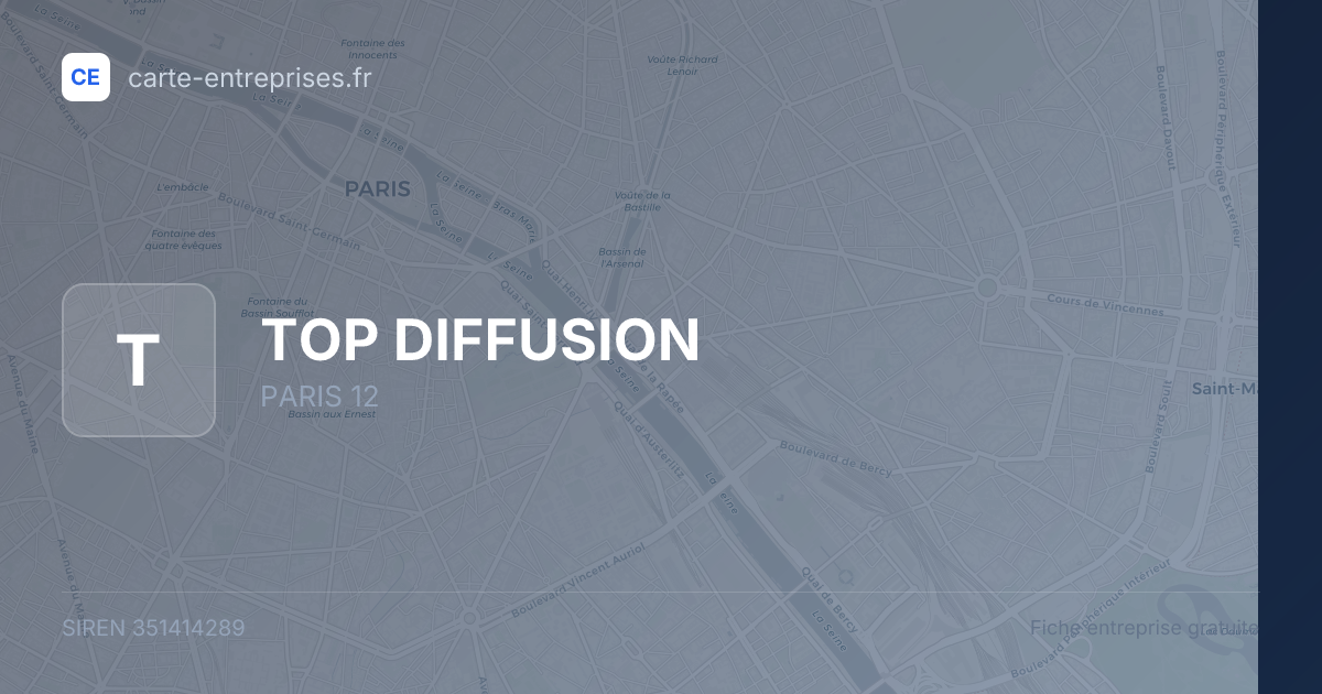TOP DIFFUSION — 351414289 — fiche entreprise