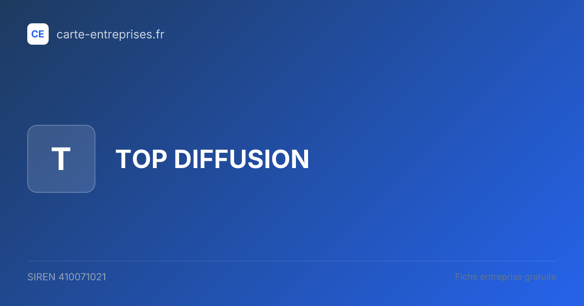 TOP DIFFUSION — 410071021 — fiche entreprise