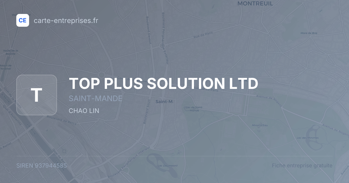 TOP PLUS SOLUTION LTD — 937944585 — fiche entreprise