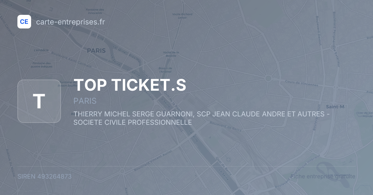 TOP TICKET.S — 493264873 — fiche entreprise