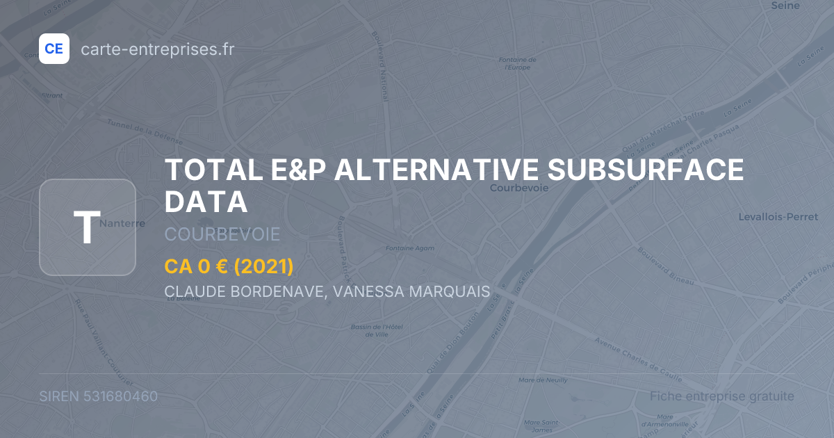 TOTAL E&P ALTERNATIVE SUBSURFACE DATA — 531680460 — fiche entreprise