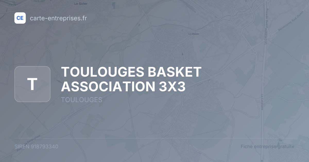 TOULOUGES BASKET ASSOCIATION 3X3 — 918793340 — fiche entreprise