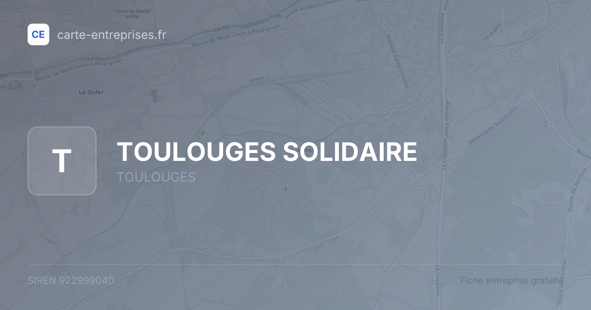 TOULOUGES SOLIDAIRE — 922999040 — fiche entreprise
