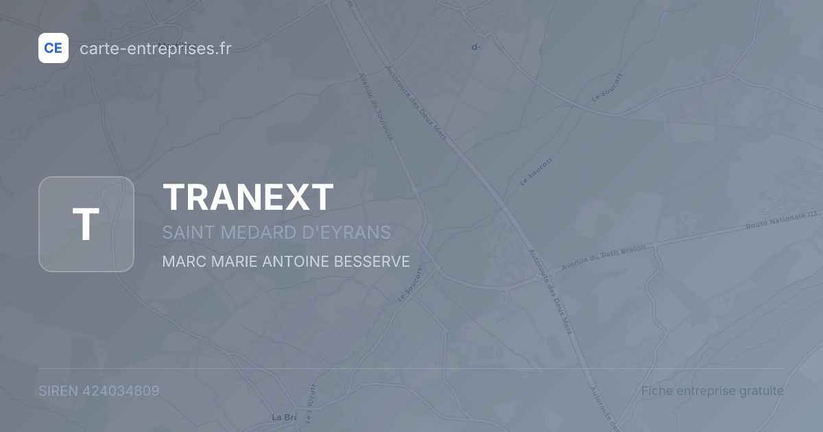 TRANEXT — 424034809 — fiche entreprise